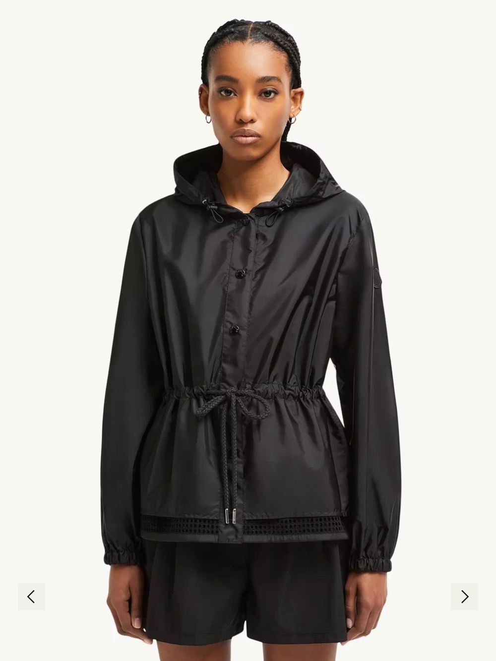 Moncler Black Hooded Drawstring Waist Utility Jacket